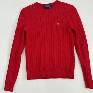 Vineyard Vines‎ Red Cable Knit Sweater Kid'sS Crewneck Pullover Whale Logo